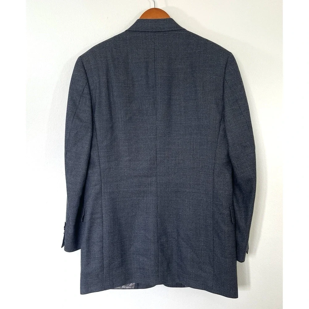 Hart Schaffner‎ Marx Mens Wool Blazer Size 38R Gray Houndstooth Business Career
